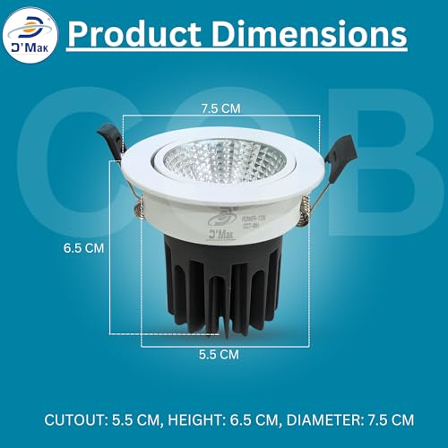 Image of D'Mak Moveble LED COB Light | Recessed LED Ceiling Light for Indoor Lighting | Natural White Color | Aluminium Body (2, 7 Watt)