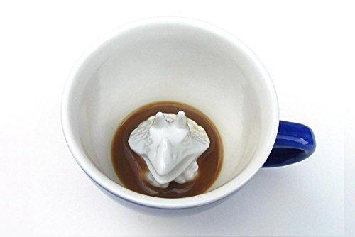 CREATURE CUPS Triceratops Ceramic Cup (15 Ounce, Cobalt Blue) | Hidden Animal Inside | Holiday and Birthday Gift for Coffee & Tea Lovers
