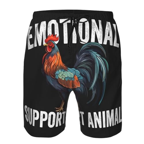 Emotional-Support Animal Funny Chicken Men's Beach Shorts Swim Trunks