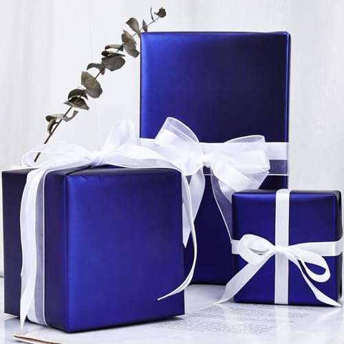 NESCCI Matte Metal Blue Wrapping Paper, Solid Color Paper,Gift Wrapping Paper,Perfect for Wedding, Valentine's Day,Birthday, Christmas,Baby Shower,DIY Bouquet (17.5 Inches X 32.8 Feet) - Thumbnail 4