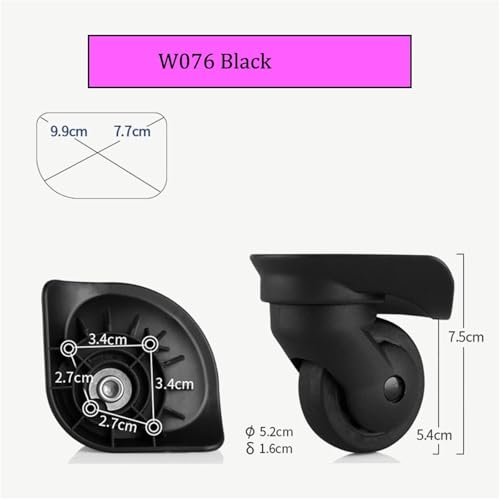 2pcs Trolley Case Universal Wheel Customs Box Compartment Rollers Accessories Set Replacement(W076 Black)2