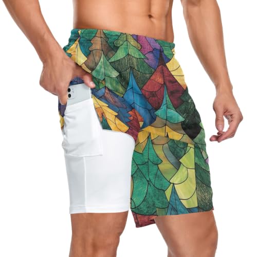 Short de sport homme anti frottement double couche avec taille élastique confort