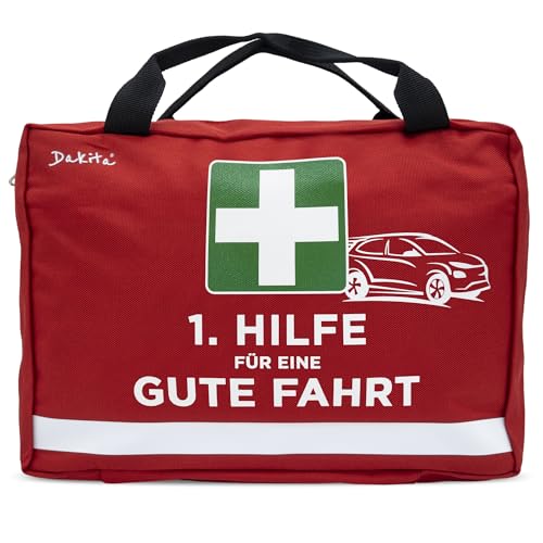 Dakita Erste-Hilfe-Tasche fürs Auto - Lustiges Geschenk zum Führerschein oder ersten Auto – 28x18x8 cm - rot, ohne Inhalt