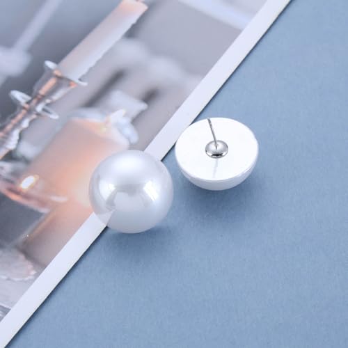 Boho Large Pearl Earrings Round Pearl Stud Earrings White Pearl Big Earrings Wedding Pearl Bridal Earrings Minimalist Half Pearl Earrings Jewelry for Women4