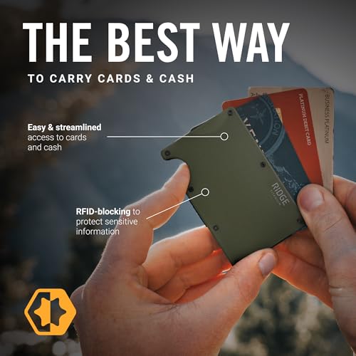 Ridge Wallet for Men - Slim Minimalist Compact Wallet and Card Holder, RFID Protected Front Pocket Wallets for Men with Integrated Money Clip (Matte Olive Titanium)3