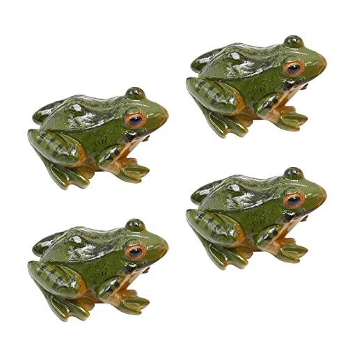 Aynaxcol 4 Pcs Garden Frog Figurine Miniature Frog Figurines Small Resin Realistic Frogs Statue for Fairy Garden Fish Tank Terrarium Decor