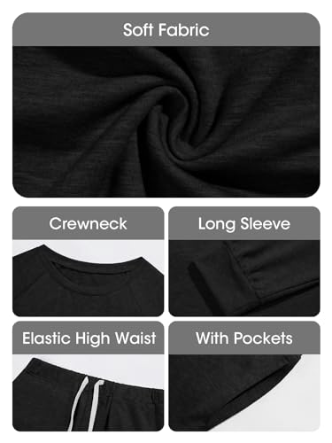 Eurivicy Women's Solid Sweatsuit Set 2 Piece Long Sleeve Pullover and Drawstring Sweatpants Sport Outfits Sets4