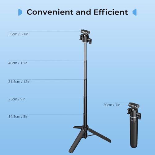 Image of SmallRig Action Camera Selfie Stick Tripod, 7.8-21.6in Extendable, 360 Ball Head, Cold Shoe Mount, Quick Release Adapter for DJI Action 5 Pro /4, 1 /4-20 inch Screw for Hero 13 /12 /11, Webcam - 5435