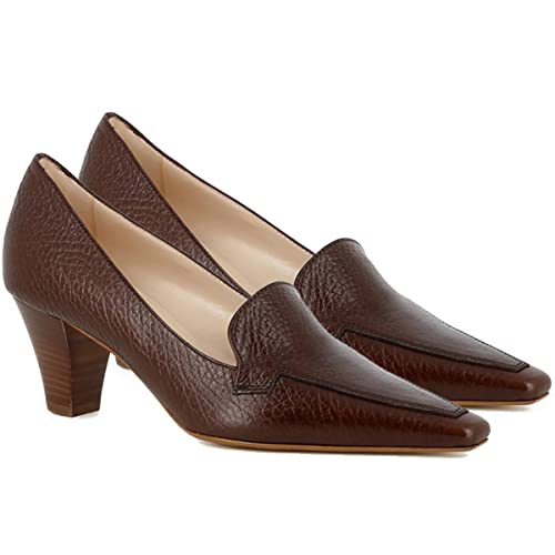 Image of LEHOOR Women Vintage Chunky Block Heel Pumps Shoes Square Pointed Toe Slip On Formal Office Work Business Loafers Shoes Suede Snakeskin Cone Heel Oxford Shoe Ladies Professional Chic Fall 4-11 M US