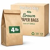 Perfect Stix 4 lb Brown Paper Bags – Kraft Paper Food Bags for Bakery, Popcorn, Candy, Sandwiches & Takeout – Durable Food Service Paper Bags – Bulk Case of 1,200
