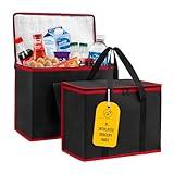 (Not Made In China) Insulated Reusable Grocery Bags, Catering and Delivery Bag For Hot and Cold Food, Collapsible Thermal Tote For Doordash and Uber Eats (2 pack, X-Large)