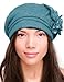 Dahlia Women's Winter Hat - Wool Cloche/Bucket Hat, Slouch, Flower, Teal