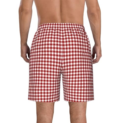 Gray and Black Lumberjack Buffalo Plaid Fabric Mens Swim Trunks Quick Dry Swim Shorts with Mesh Lining Funny Beach Shorts3