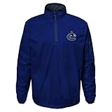 Outerstuff NHL Vancouver Canucks Youth Boys Alpha Performance 1/4 Zip T-Shirt, Dark Blue, Medium(10-12)