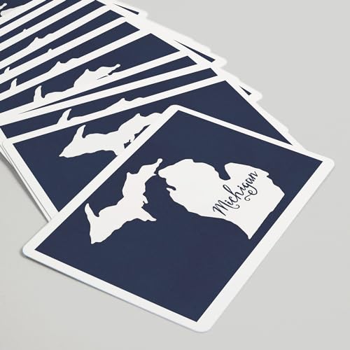 52 Cartas de Poker Michigan White on Navy miniatura 5