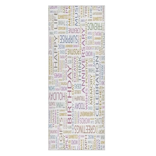 pnyoin Birthday Word Cloud Yoga Towel,Hot Yoga Mat Towel with Grip Dots Sweat Absorbent Non-Slip for Hot Yoga, 24