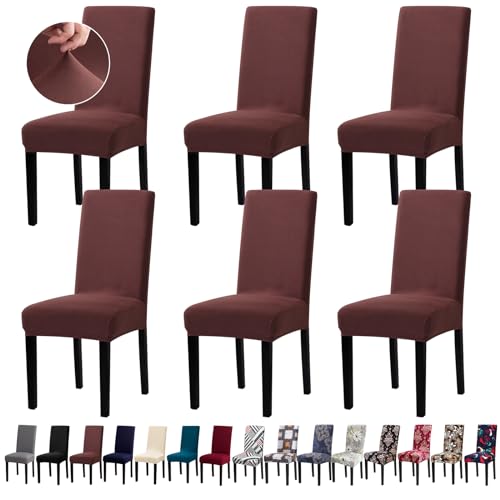 Fafua Chair Covers, Stretch Kitchen Dining Room Chair Covers Set of 6, Removable Washable Dining Chair Slipcovers for Home, Hotel, Banque