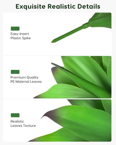 Image of Velener 13.8 Inch Artificial Agave Plants, UV Resistant Fake Outdoor Plants, Small Faux Plants for Indoor Decor(Green)-2 Pack