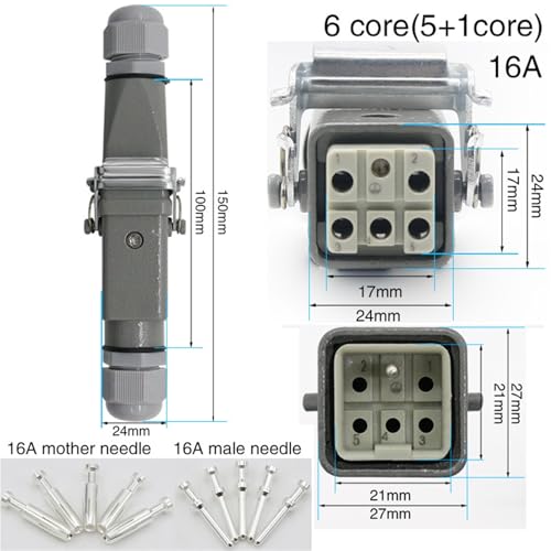Conector Estanco HDC-HA-5 de 6 Pines Resistente al Agua y Arena 3