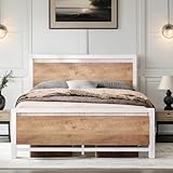 Catrimown Queen Platform Bed Frame with Headboard and Footboard, White Queen Size Bed Frame with Sturdy Metal Support, Under Bed Storage, No Box Spring Needed, Easy Assembly, Noise-Free, White