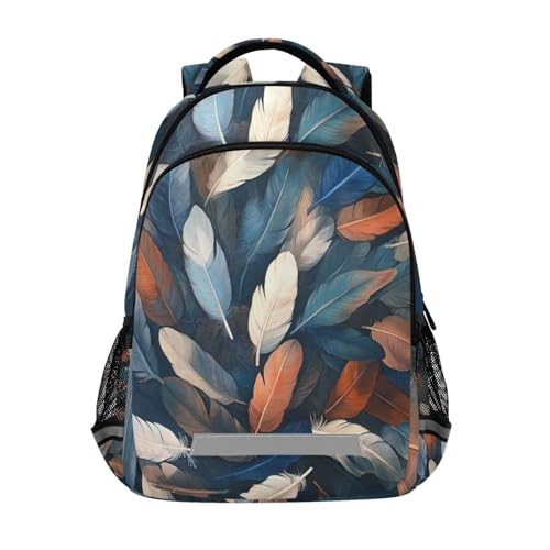 Feathers Kid's Elementary Middle School Backpack for Son Daughter, Age 6-12 Back to School Backpack Bookbag Schoolbag for Boys Girls