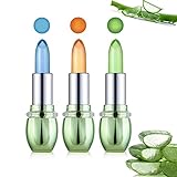 Skynest Natürlicher Aloe-Vera-Gelee-Lippenstift, 3 PCS Color Magic Changing Feuchtigkeitsspendender Lippenbalsam Lang anhaltender nahrhafter Lippenbalsam(Zufällige Farbe)