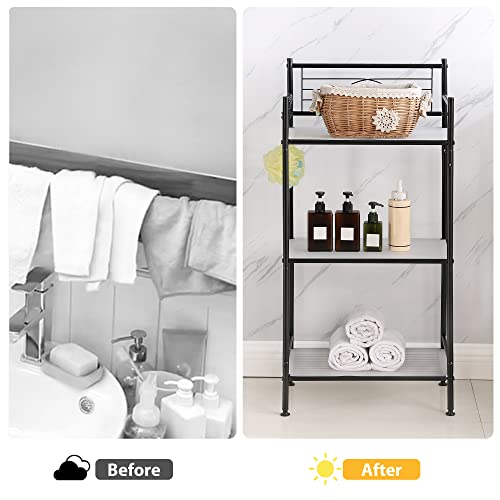 Mallboo 3-Tier Metal Freestanding Storage Shelf,Standing Bathroom Shelves With 3 X Pp Shelf Liners And 4 X Hooks For Laundry Kitchen Office (Black) #TOP7