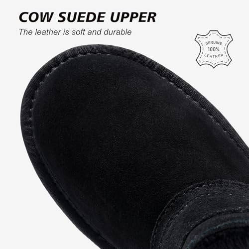 Harvest Land Women's Snow Winter Boots Warm Fur Lined Genuine Suede Ankle Slip on Booties Black UK6 - Image 3