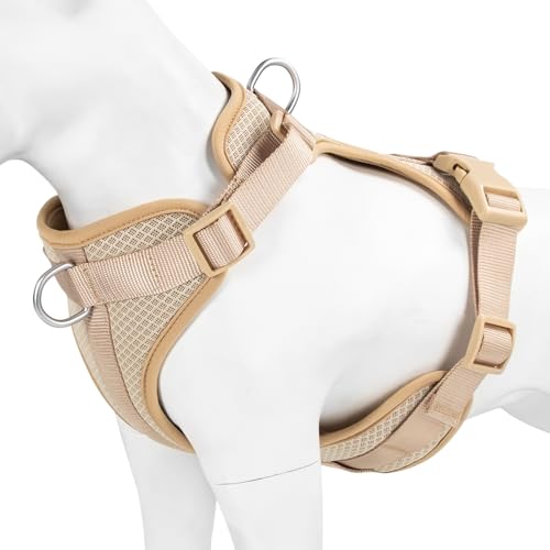 Wisedog Dog Harness Medium Sized, Pet Vest with Front Clip, Adjustable Puppy Harness with 3 Fast Release Buckles[Easy to Put on & Take Off] (Sand Color, XS)
