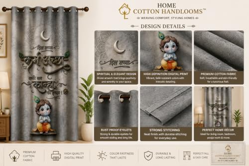 Image of Shubh Janmashtami Digital Print Eyelet Curtain| 7Ft 1pc| Home Decor