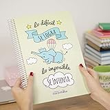 Tapa dura La Mente es Maravillosa - Cuaderno A4 (Lo difícil se logra, lo imposible se intenta) Regalo practico con dibujos graciosos (Diseño Cerdifante)
