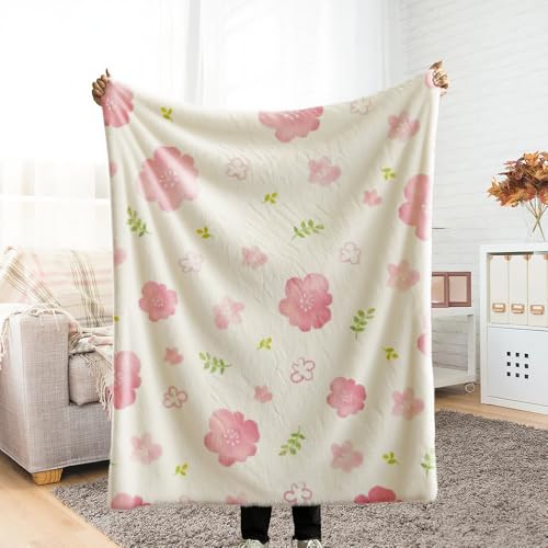 毛布 シングル ブランケット 車 ベッドカバー ソファーカバー 水彩画の花と緑の葉冬 重い とろとろケット blanket for all season 車 柔らかく肌触り 暖かい オールシーズン マイクロファイバー 速乾