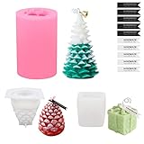 3D Kerzenform Weihnachtsbaum Kerzen-Form Aus Silikon, 3 Stück Weihnachten Kerzenform Zum Gießen, Kiefernzapfen Silikon Kerzen Gießform, Christmas Party Mold Zubehör, für Handwerk Ornamente, Duftkerze