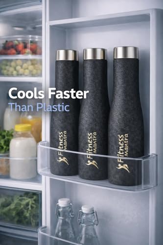 Image of Fitness Mantra Stainless Steel Water Bottle 1L | Reusable, Durable & Leak-Proof Bottle for Daily Use|1 Piece|