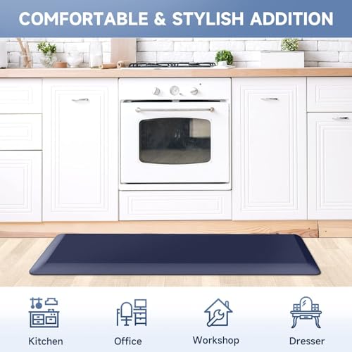 Image of StepRite 4 /5 Inch Thick Kitchen Mat Anti Fatigue Mat Kitchen Rugs Kitchen Decor Non-Slip, Stain & Water Resistant, Kitchen Mats Desk Mat for Kitchen, Office, Workshop, Blue, 17'' x 47''