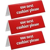 Wenqik 3 Pcs Checkout Closed Desk Sign Use Next Cashier Sign 2' x 6' Acrylic Cashier Desk Sign Double Side Retail Counter Checkout Sign for Offices, Shops, Banks, Stores, DMV, Retail Tabletop, Red