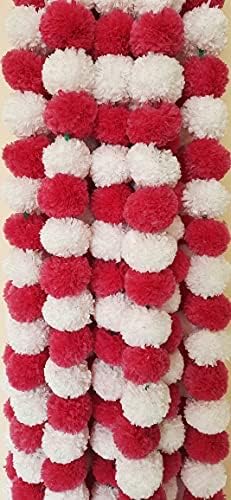 Guirnalda de caléndula de 5 piezas de 4.5 pies de largo, hebras de flores artificiales de caléndula, decoraciones Diwali para el hogar, decoración