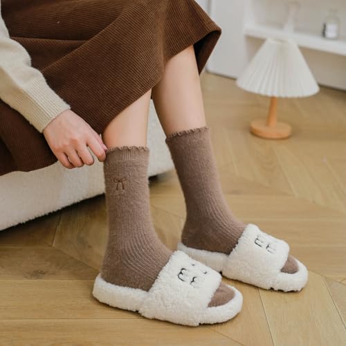 Image of SISOSOCK 5 Pairs Fuzzy Soft Cozy Comfortable Socks for Women, Casual Sleep Comfy Socks, Perfect Warm Winter Gifts for Women