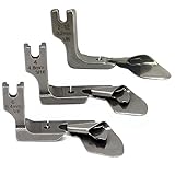 Fbshicung 3 Piece Industrial Curved Scroll Hemmer Foot 1/8'+3/16'+1/4' Hem Pull Tube Presser Foot Silk Chiffon Skirt Crimping Presser Foot Compatible with Brother JUKI CONSEW Singer