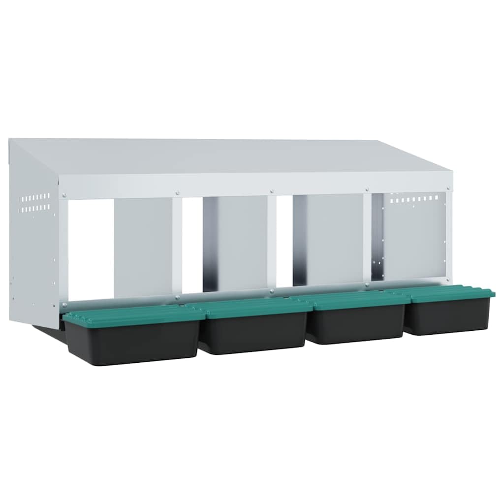 vidaXL Nido para gallinas con 4 Compartimentos de Acero galvanizado para Montar en la Pared
