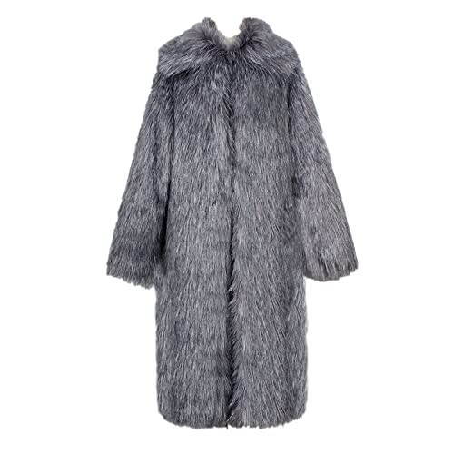 Image of Lisa Colly Men's Faux Fur Coat Winter Parka Overcoat | Men's Faux Fur Jacket, Winter Faux Fur Long Coat, Long Sleeve Fluffy Overcoat