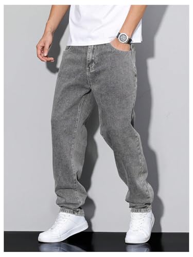 GORGLITTER Men's Baggy Jeans 90s Vintage High Waist Denim Pants Hip Hop Streetwear Trousers4