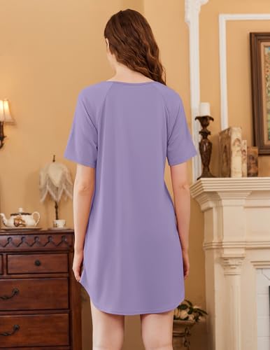 Image of Ekouaer Nightgowns for Women 3 Pack Sleep Shirts Short Sleeve Nightshirt Pullover Nightdress Soft Sleepwear