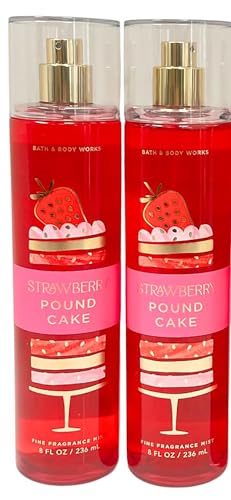Bath & Body Works Strawberry Pound Cake Fine Fragrance Body Mist Gift Set 8 oz Pack Lot of 2 (Strawberry Pound Cake)