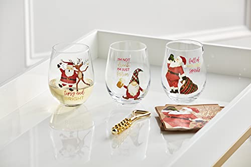 Mud Pie, Santa, Christmas Funny Wine Glass, 16 Oz #TOP2