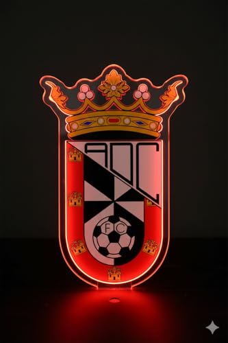 Letrero regalo de Neón LED liga de fútbol 2° división AD Ceuta FC Luz de Pared con Corona, con colores iluminados metacrilato neón y vinilo 40,x30 cm aproximadamente alimentación 12v