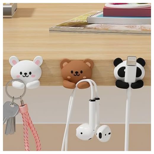3pcs Cute Desktop Multi-Functional Cord Winder, Practical Hook and Clip for Mouse Wire/Headphone Line Data Cabler Fixer No-Nail Organizer of Table & Drawer Storage, Cord Management