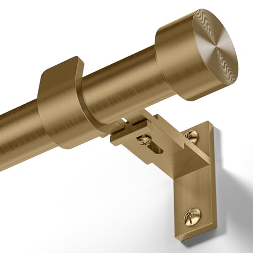 Wolistsa Heavy Duty Antique Brass Curtain Rod 34-124 Inch Warm Gold