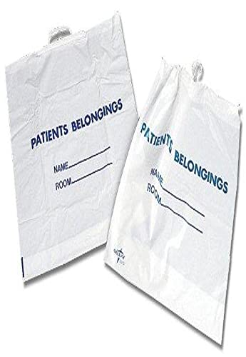 Image of Medline Patient Plastic Belongings Bag with Drawstring, Clear, Hospital Essentials, 18 inch x 20 inch, Pack of 250