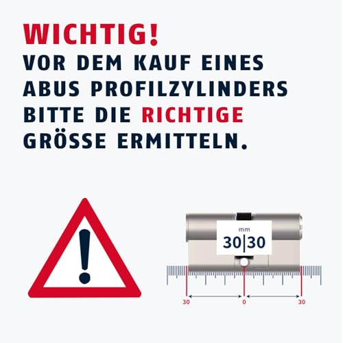 ABUS Profilzylinder E30NP 30/30 - Türschloss mit Not- und Gefahrenfunktion inkl. 5 Schlüssel -...